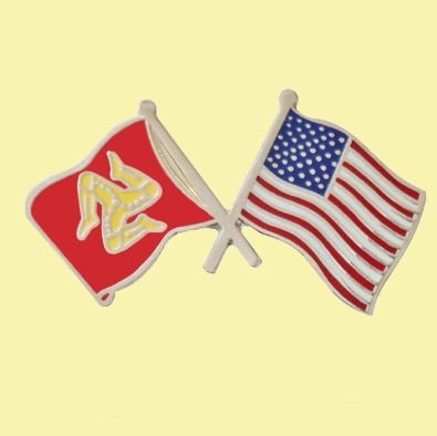 Image 0 of Isle Of Man United States Crossed Flags Friendship Enamel Lapel Pin Set x 3