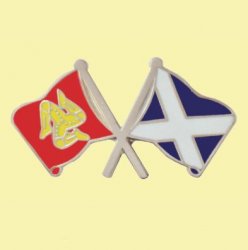 Isle Of Man Saltire Crossed Country Flags Friendship Enamel Lapel Pin Set x 3