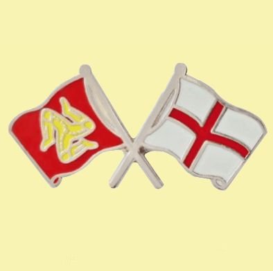 Image 0 of Isle Of Man England Crossed Country Flags Friendship Enamel Lapel Pin Set x 3