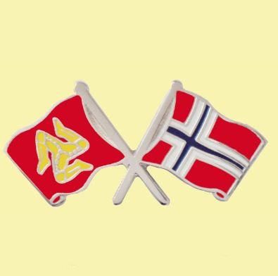 Image 0 of Isle Of Man Norway Crossed Country Flags Friendship Enamel Lapel Pin Set x 3