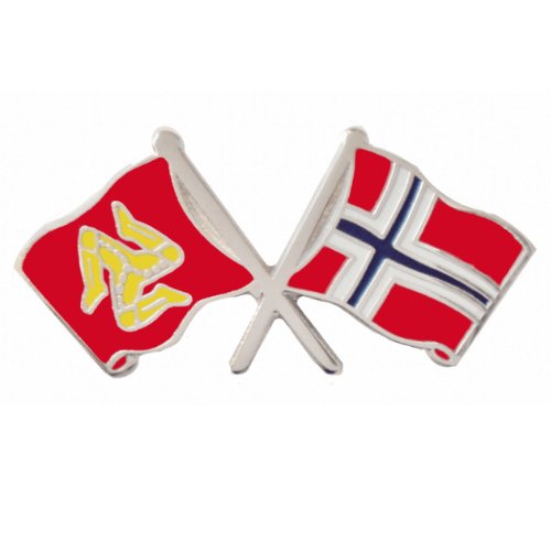 Image 1 of Isle Of Man Norway Crossed Country Flags Friendship Enamel Lapel Pin Set x 3