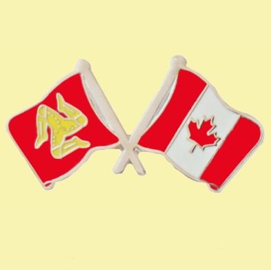 Image 0 of Isle Of Man Canada Crossed Country Flags Friendship Enamel Lapel Pin Set x 3