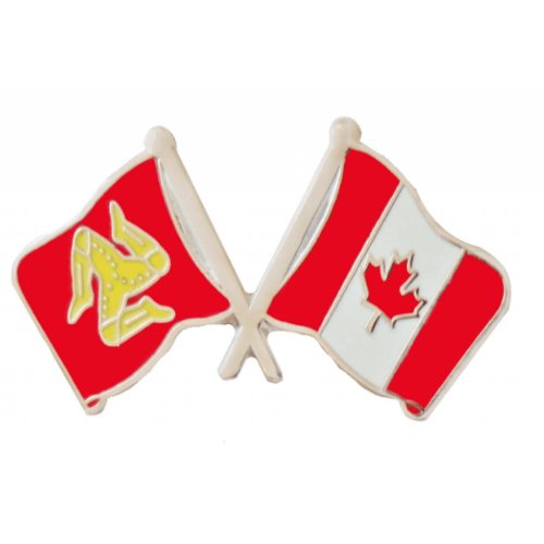 Image 1 of Isle Of Man Canada Crossed Country Flags Friendship Enamel Lapel Pin Set x 3