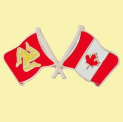 Isle Of Man Canada Crossed Country Flags Friendship Enamel Lapel Pin Set x 3