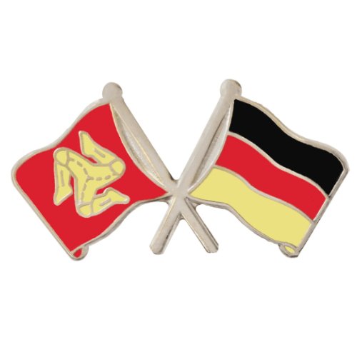 Image 1 of Isle Of Man Germany Crossed Country Flags Friendship Enamel Lapel Pin Set x 3