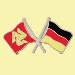 Isle Of Man Germany Crossed Country Flags Friendship Enamel Lapel Pin Set x 3