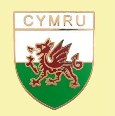 Image 0 of Cymru Welsh Dragon Shield Enamel Badge Lapel Pin Set x 3