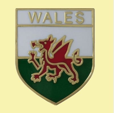Image 0 of Wales Welsh Dragon Shield Enamel Badge Lapel Pin Set x 3