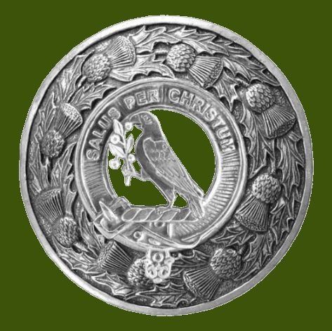 Image 0 of Abernethy Clan Crest Thistle Round Stylish Pewter Clan Badge Plaid Brooch