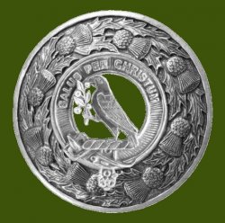 Abernethy Clan Crest Thistle Round Stylish Pewter Clan Badge Plaid Brooch