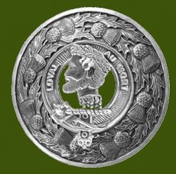 Adair Clan Crest Thistle Round Stylish Pewter Clan Badge Plaid Brooch