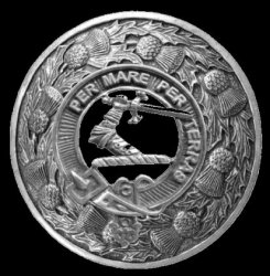 Alexander Clan Crest Thistle Round Sterling Silver Clan Badge Plaid Brooch