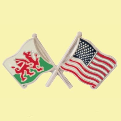 Image 0 of Wales United States Crossed Country Flags Friendship Enamel Lapel Pin Set x 3