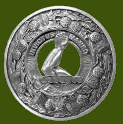 Armstrong Clan Crest Thistle Round Stylish Pewter Clan Badge Plaid Brooch