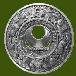Arnott Clan Crest Thistle Round Stylish Pewter Clan Badge Plaid Brooch