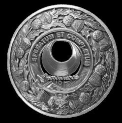 Arnott Clan Crest Thistle Round Sterling Silver Clan Badge Plaid Brooch
