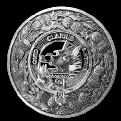 Baillie Clan Crest Thistle Round Sterling Silver Clan Badge Plaid Brooch