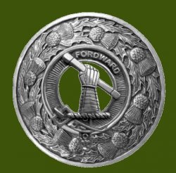 Balfour Clan Crest Thistle Round Stylish Pewter Clan Badge Plaid Brooch