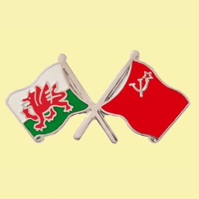 Image 0 of Wales Soviet Union Crossed Country Flags Friendship Enamel Lapel Pin Set x 3