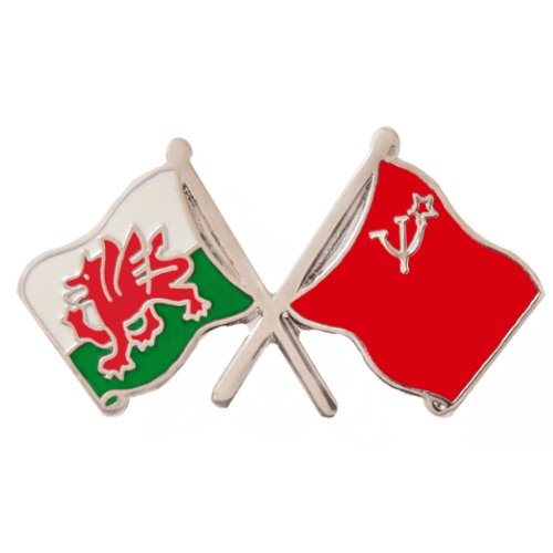 Image 1 of Wales Soviet Union Crossed Country Flags Friendship Enamel Lapel Pin Set x 3