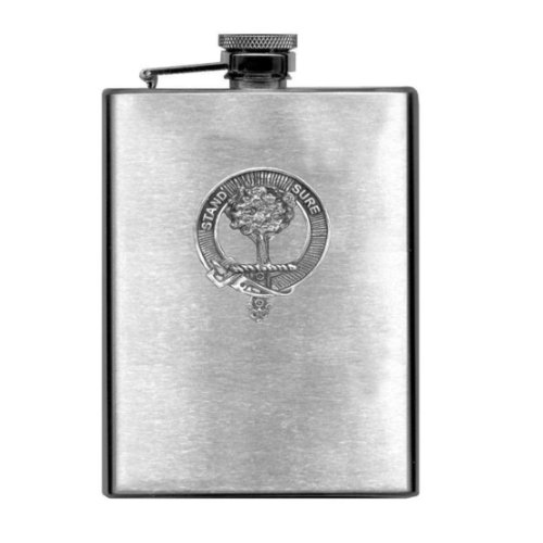Image 1 of Anderson Clan Badge Stainless Steel Pewter Clan Crest 8oz Hip Flask