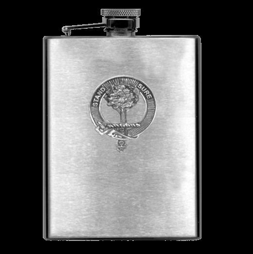 Image 0 of Anderson Clan Badge Stainless Steel Silver Clan Crest 8oz Hip Flask