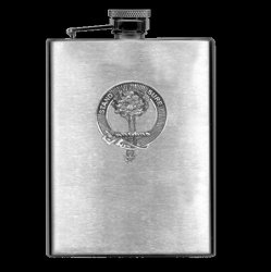 Anderson Clan Badge Stainless Steel Silver Clan Crest 8oz Hip Flask