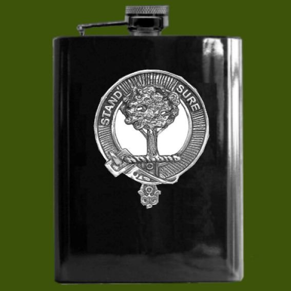 Image 0 of Anderson Clan Badge Black Stainless Steel Pewter Clan Crest 8oz Hip Flask