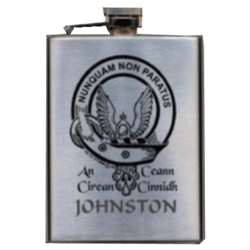 Image 1 of Clan Badge Lasered Stainless Steel Clan Crest 8oz Hip Flask