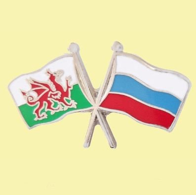 Image 0 of Wales Russia Crossed Country Flags Friendship Enamel Lapel Pin Set x 3