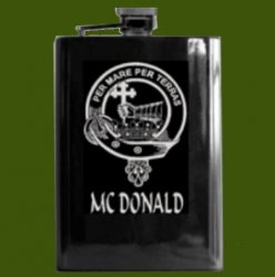 Clan Badge Lasered Black Stainless Steel Clan Crest 8oz Hip Flask