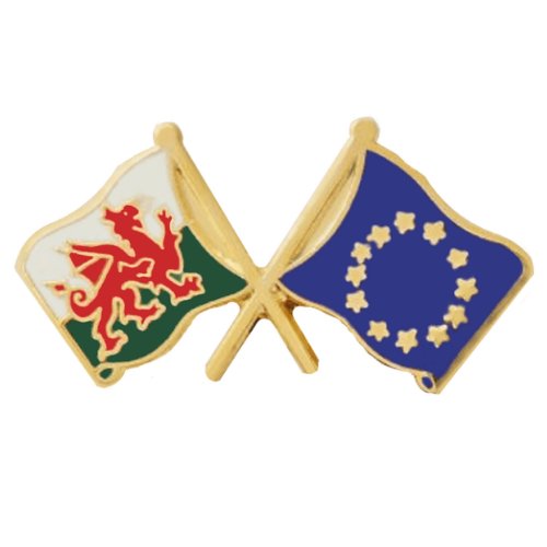 Image 1 of Wales European Union Crossed Country Flags Friendship Enamel Lapel Pin Set x 3