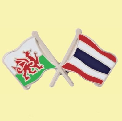 Image 0 of Wales Thailand Crossed Country Flags Friendship Enamel Lapel Pin Set x 3