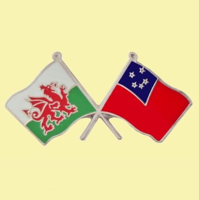 Image 0 of Wales Western Samoa Crossed Country Flags Friendship Enamel Lapel Pin Set x 3