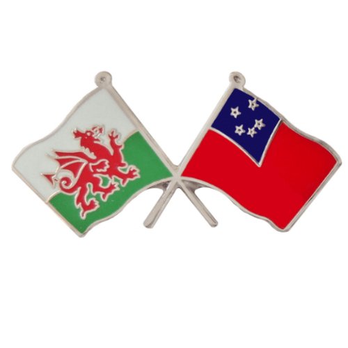 Image 1 of Wales Western Samoa Crossed Country Flags Friendship Enamel Lapel Pin Set x 3
