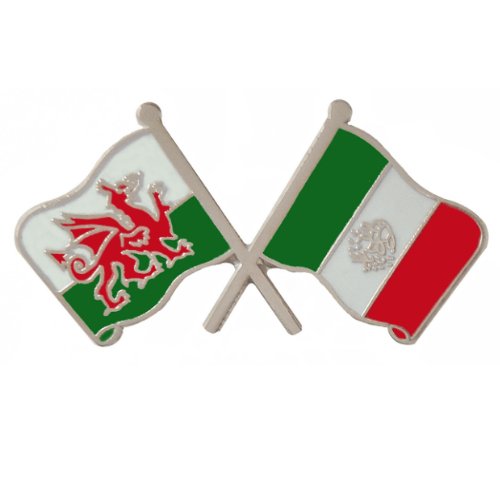 Image 1 of Wales Mexico Crossed Country Flags Friendship Enamel Lapel Pin Set x 3