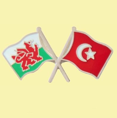 Image 0 of Wales Turkey Crossed Country Flags Friendship Enamel Lapel Pin Set x 3