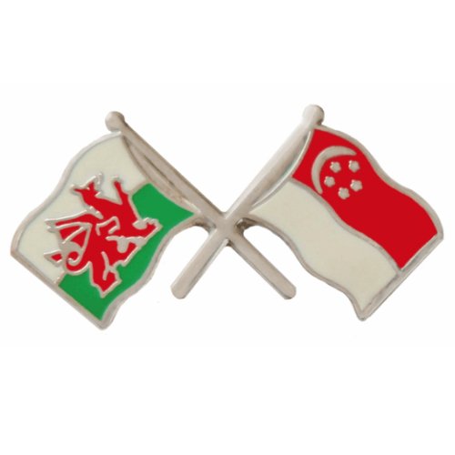 LOT OF 3 Welsh Friendship Flag Lapel Pins Wales Crossed Flag Pin 