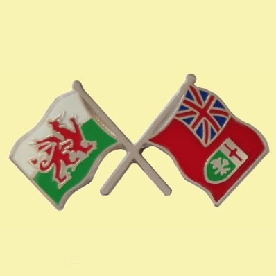 Image 0 of Wales Ontario Canada Crossed Flags Friendship Enamel Lapel Pin Set x 3
