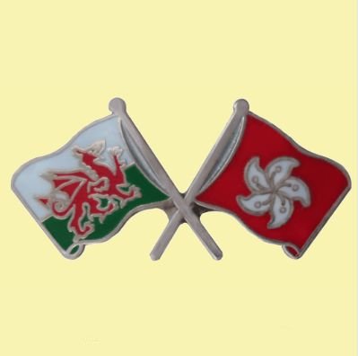 Image 0 of Wales Hong Kong Crossed Country Flags Friendship Enamel Lapel Pin Set x 3