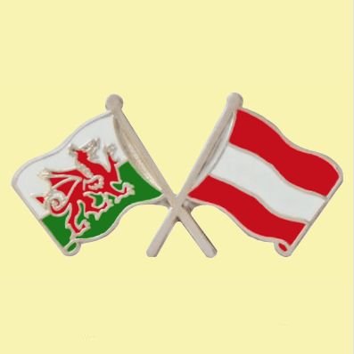 Image 0 of Wales Austria Crossed Country Flags Friendship Enamel Lapel Pin Set x 3