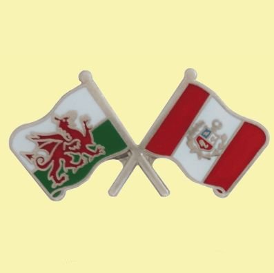 Image 0 of Wales Peru Crossed Country Flags Friendship Enamel Lapel Pin Set x 3