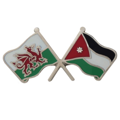 Image 1 of Wales Jordan Crossed Country Flags Friendship Enamel Lapel Pin Set x 3