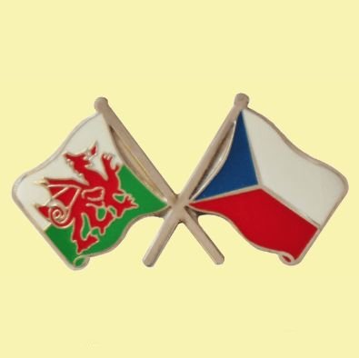 Image 0 of Wales Czech Republic Crossed Country Flags Friendship Enamel Lapel Pin Set x 3