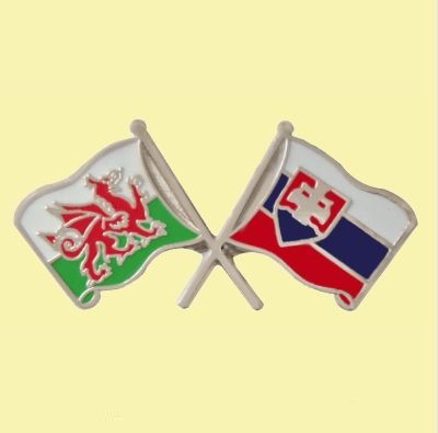 Image 0 of Wales Slovakia Crossed Country Flags Friendship Enamel Lapel Pin Set x 3