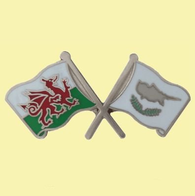 Image 0 of Wales Cyprus Crossed Country Flags Friendship Enamel Lapel Pin Set x 3