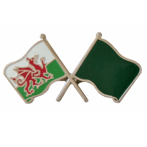 Image 1 of Wales Libya Crossed Country Flags Friendship Enamel Lapel Pin Set x 3