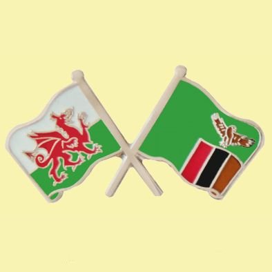 Image 0 of Wales Zambia Crossed Country Flags Friendship Enamel Lapel Pin Set x 3