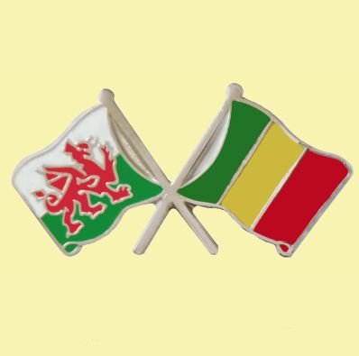 Image 0 of Wales Mali Crossed Country Flags Friendship Enamel Lapel Pin Set x 3