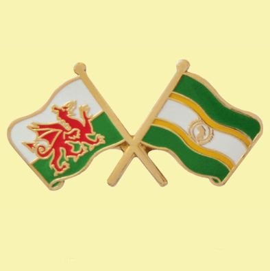 Image 0 of Wales African Union Crossed Flags Friendship Enamel Lapel Pin Set x 3